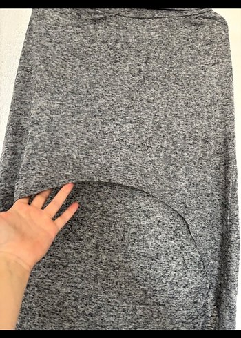 Gri Uzun Hamile Keten Etek - Görsel 3