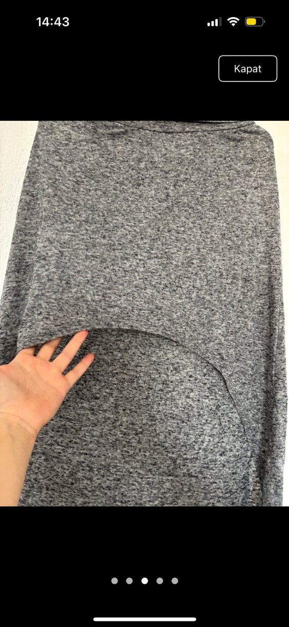 Gri Uzun Hamile Keten Etek - Görsel 3