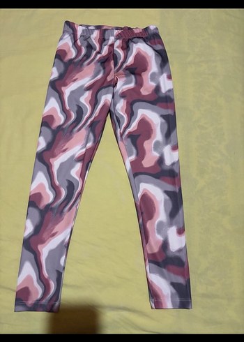 Gri Çok Renkli Tie-Dye Kadın Tayt - Görsel 2