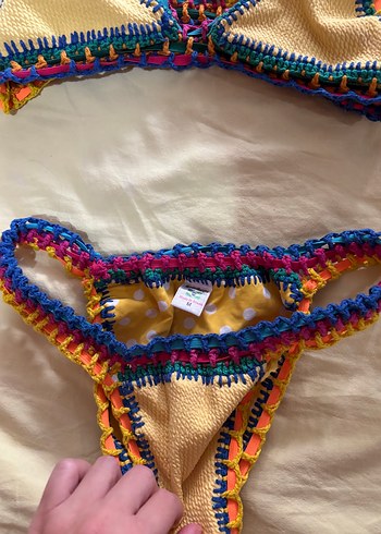 38 Beden Renkli Nakışlı Örgü Bohem Bikini