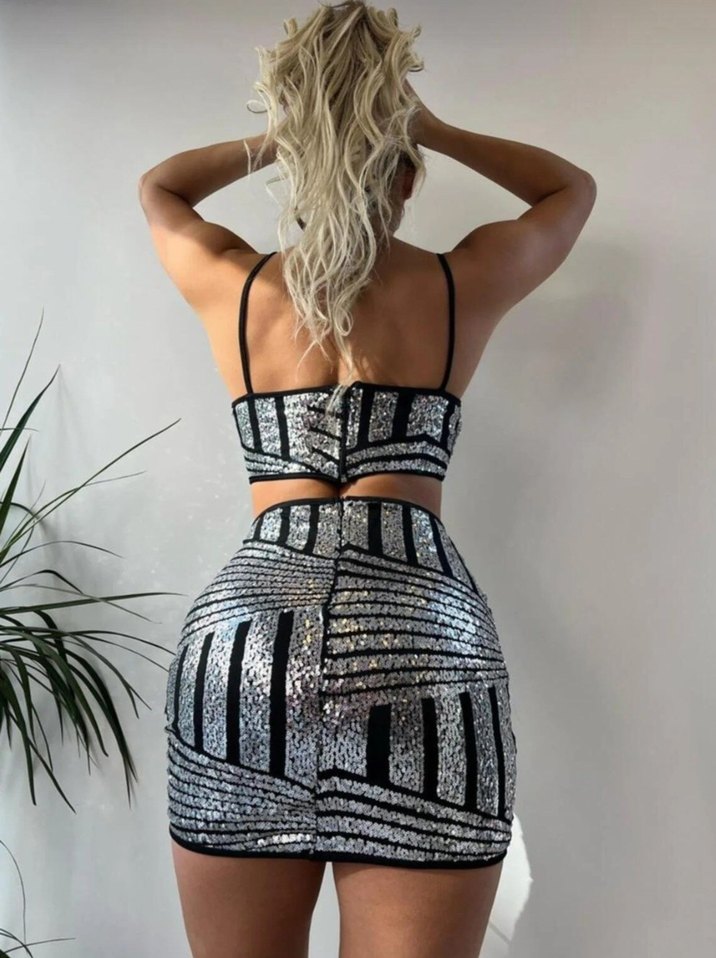 Gumus pul payetli etekli takim - Görsel 2