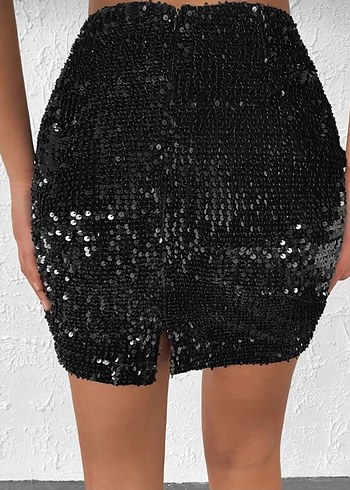 Siyah Pul payetli Mini Etek - Görsel 2