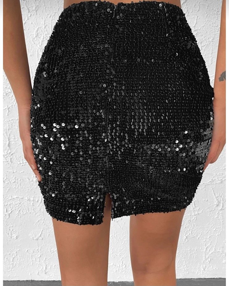 Siyah Pul payetli Mini Etek - Görsel 2