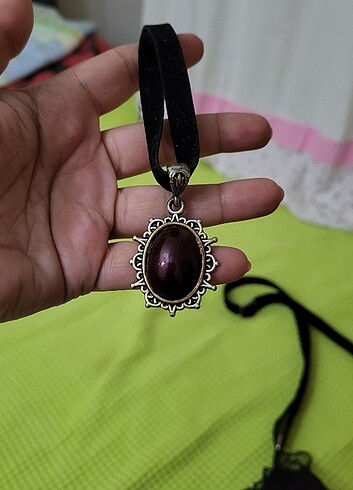 Gotik bordo kolye ve bileklik