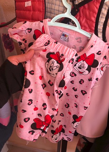 Kız Çocuk Pembe Minnie Mouse Baskılı Kolsuz Tişört - Görsel 2