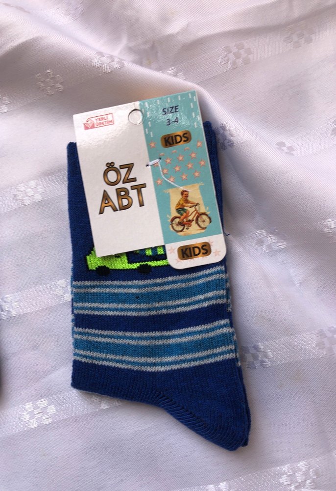 Erkek Çocuk Renkli Baskılı Mavi Çorap - Görsel 2