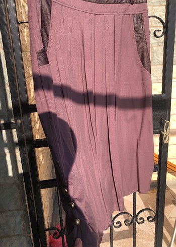 Kahverengi Piliseli Midi Etek - Görsel 2