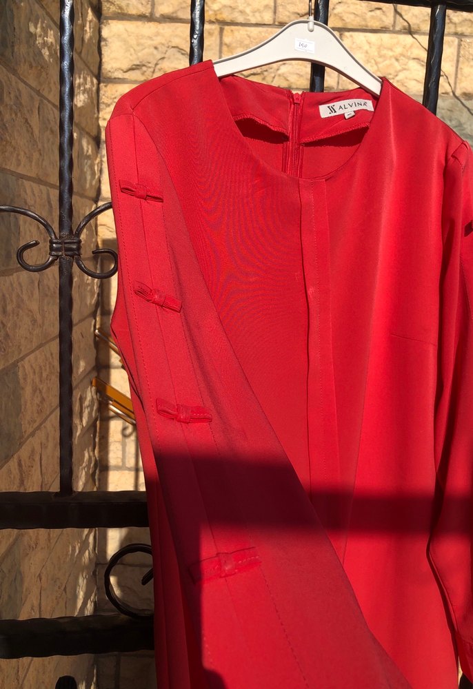 Kırmızı Uzun Kollu Kadın Tunik - Görsel 2