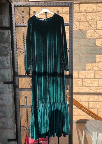 Uzun Turkuaz Bohem Kadın Elbise - Görsel 2