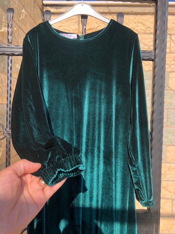 Uzun Turkuaz Bohem Kadın Elbise - Görsel 4