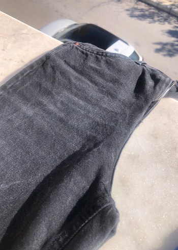 Siyah Bel Detaylı Kadın Bol Kesim Midi Kot Pantolon - Görsel 5