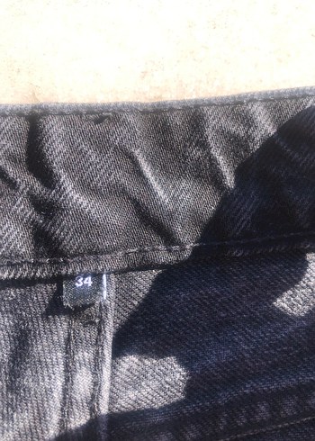 Siyah Bel Detaylı Kadın Bol Kesim Midi Kot Pantolon - Görsel 2