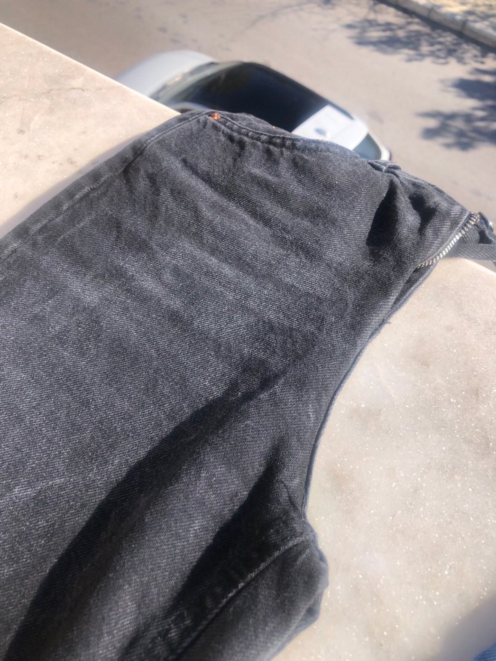 Siyah Bel Detaylı Kadın Bol Kesim Midi Kot Pantolon - Görsel 5