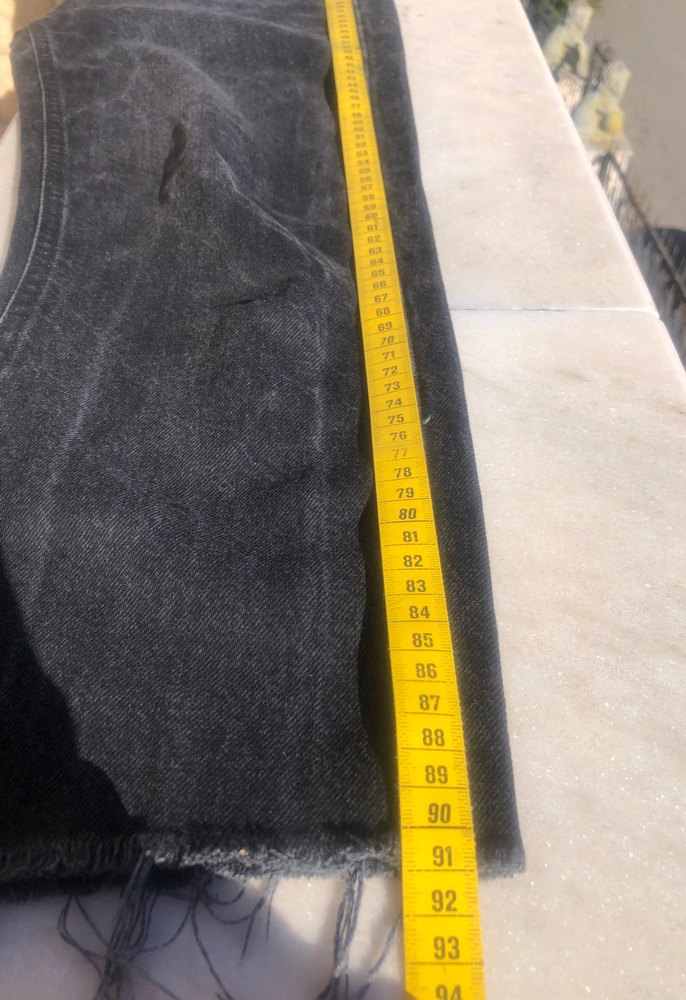 Siyah Bel Detaylı Kadın Bol Kesim Midi Kot Pantolon - Görsel 4