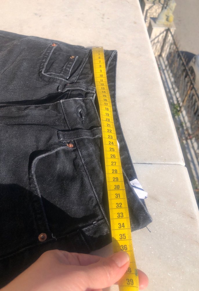 Siyah Bel Detaylı Kadın Bol Kesim Midi Kot Pantolon - Görsel 3