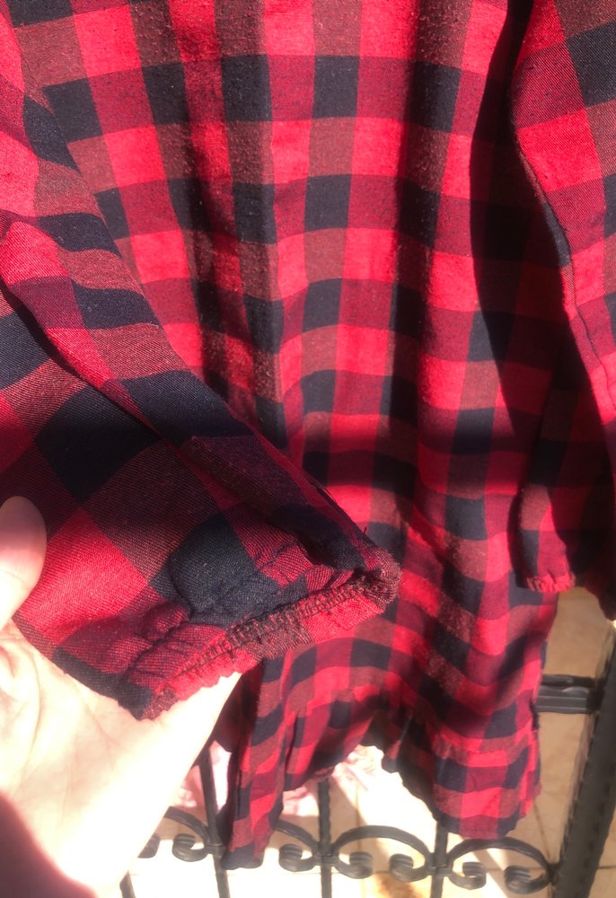 Kırmızı Kareli Uzun Kollu Kadın Tunik elbise - Görsel 3