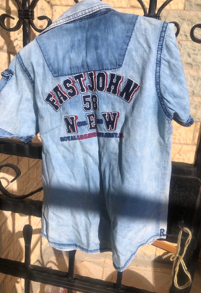 Erkek Çocuk Mavi Denim Kısa Kollu Gömlek - Görsel 2