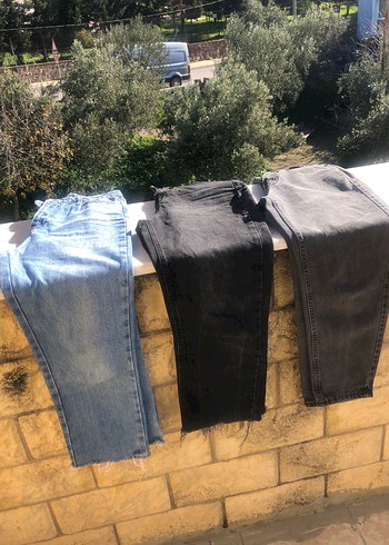 Gri Kadın Kot Pantolon Bel Detaylı - Görsel 4