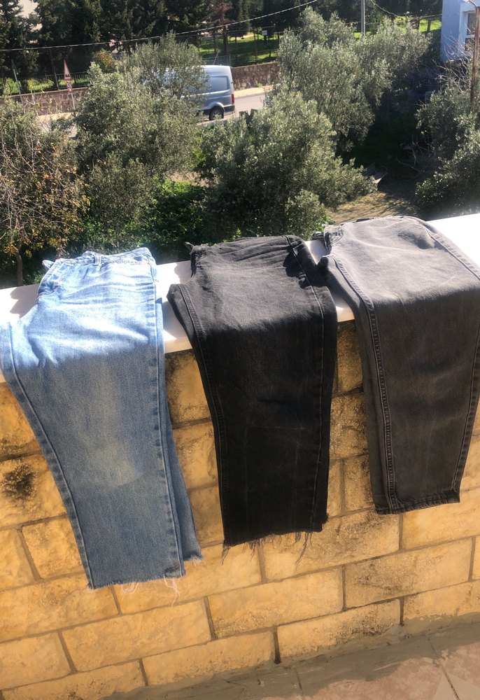 Gri Kadın Kot Pantolon Bel Detaylı - Görsel 4