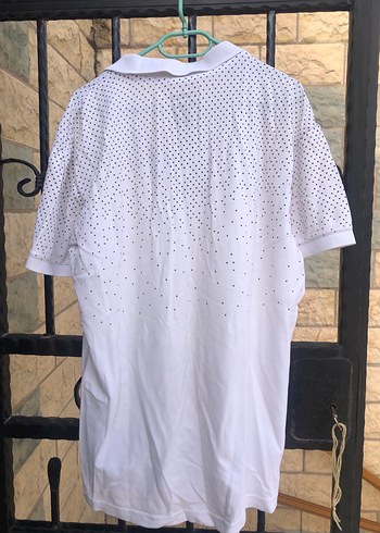 Beyaz Desenli Düğmeli Erkek Polo Tişört - Görsel 3