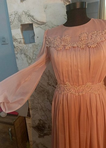 Tüllü Nakışlı Uzun Tesettür Abiye Elbise - Görsel 4