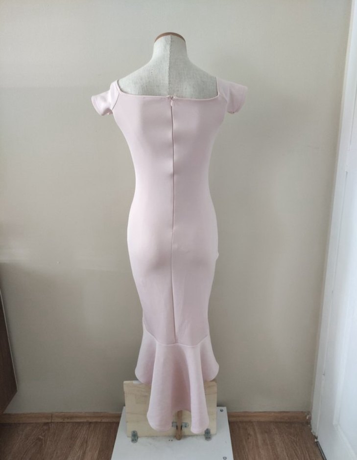 Pembe Etekleri Fırfırlı  Balık Abiye Elbise - Görsel 2