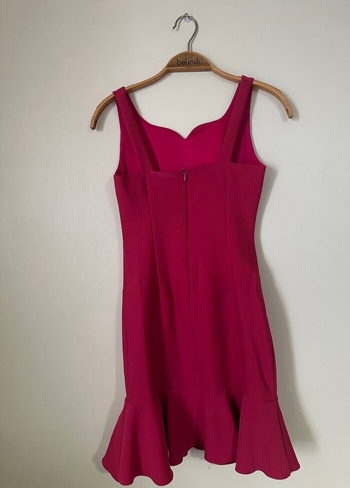 Pembe Askılı Fırfırlı Balık Abiye  Elbise - Görsel 2