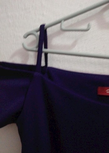 Mor Kayık Yaka Askılı Balık Abiye Elbise - Görsel 2