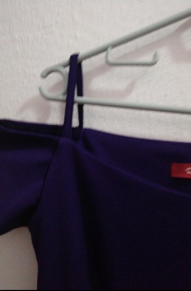 Mor Kayık Yaka Askılı Balık Abiye Elbise - Görsel 2