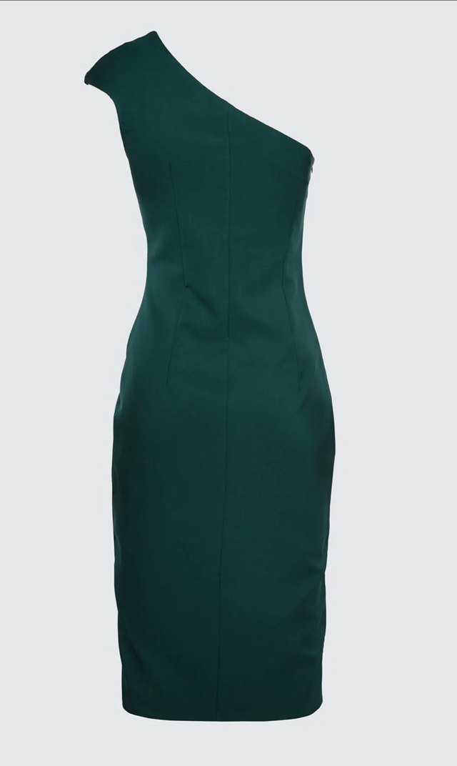 Tek Kollu Balık Yeşil Abiye Elbise - Görsel 3