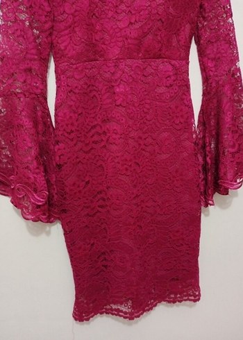 Pembe Dantelli Balık Abiye Elbise - Görsel 4