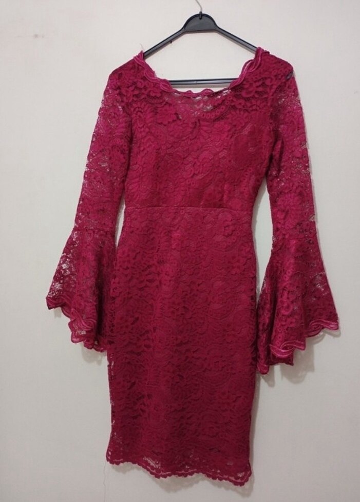 Pembe Dantelli Balık Abiye Elbise - Görsel 5