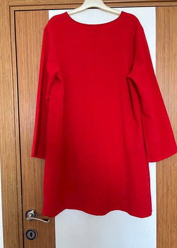Kırmızı V Yaka HM kırışmaz kumaş Elbise - Görsel 5
