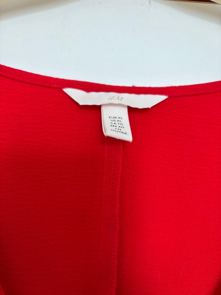 Kırmızı V Yaka HM kırışmaz kumaş Elbise - Görsel 4