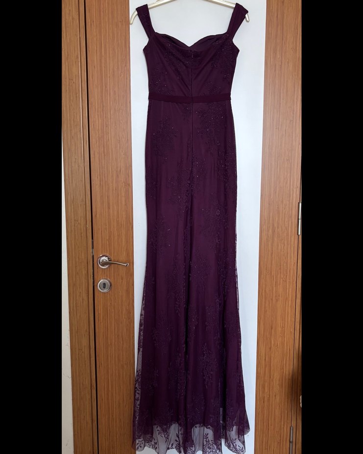 Mor Askılı Simli Uzun Balık Model  Abiye Elbise - Görsel 2