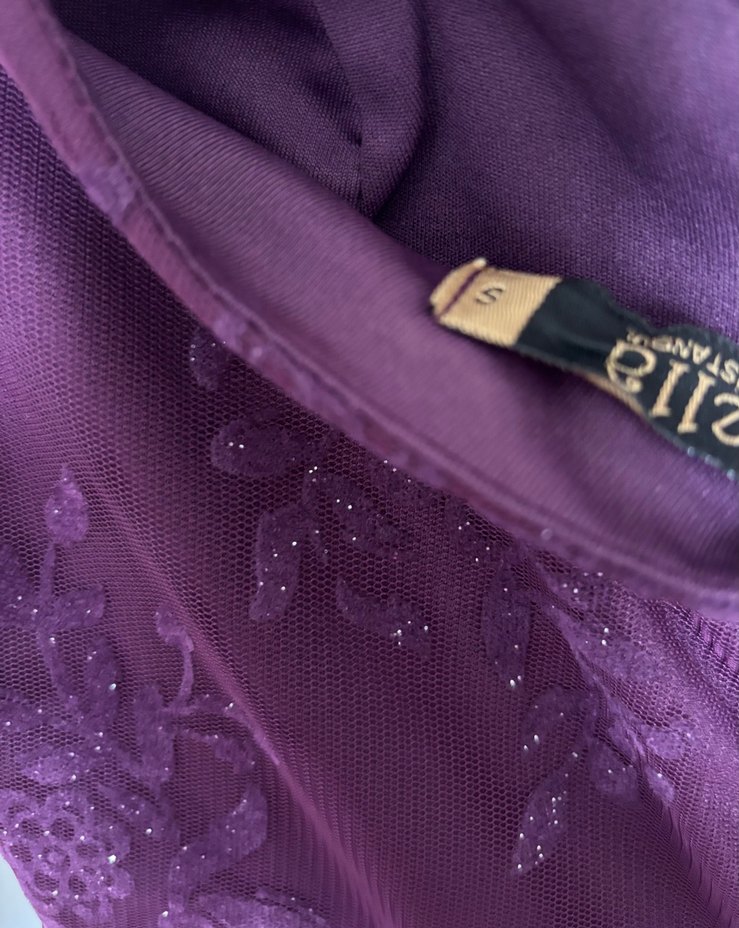 Mor Askılı Simli Uzun Balık Model  Abiye Elbise - Görsel 4