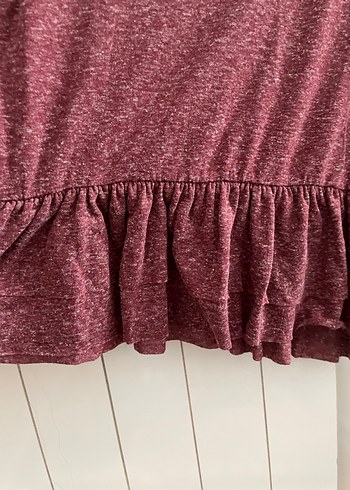 Bordo Fırfırlı Pamuklu Kadın Bluz - Görsel 4