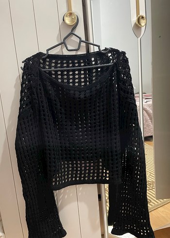 Siyah Örgü Goth Triko Kadın Kazak - Görsel 2