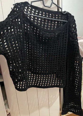 Siyah Örgü Goth Triko Kadın Kazak - Görsel 3