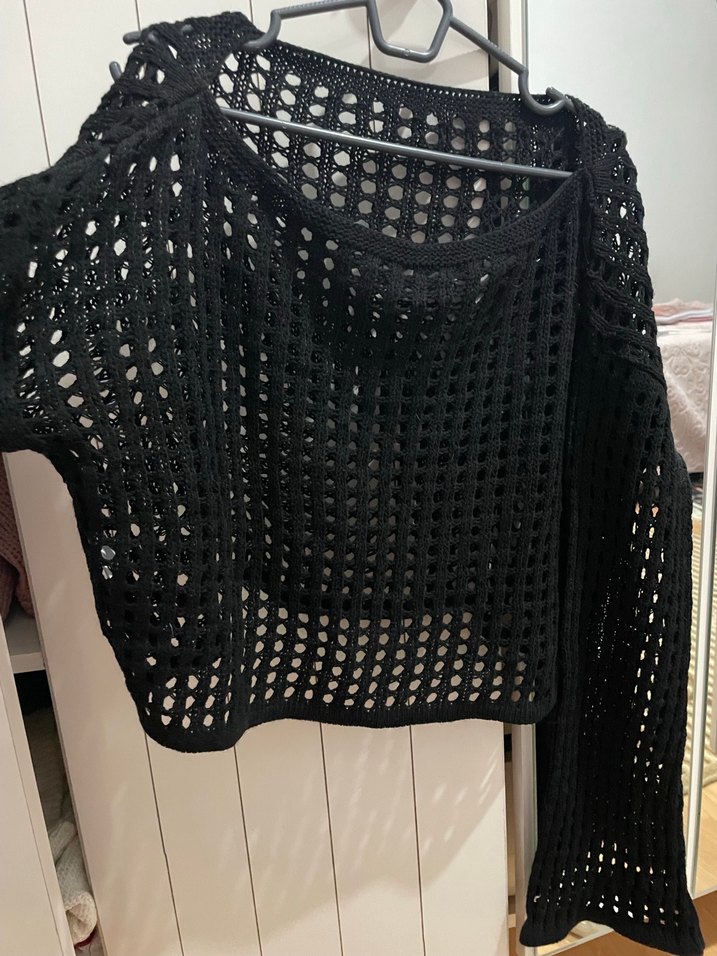 Siyah Örgü Goth Triko Kadın Kazak - Görsel 3