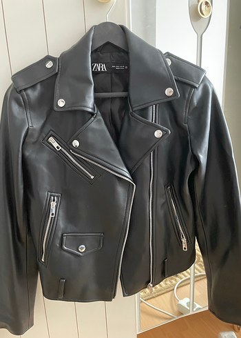 Zara Siyah Deri Biker Mont - Görsel 2