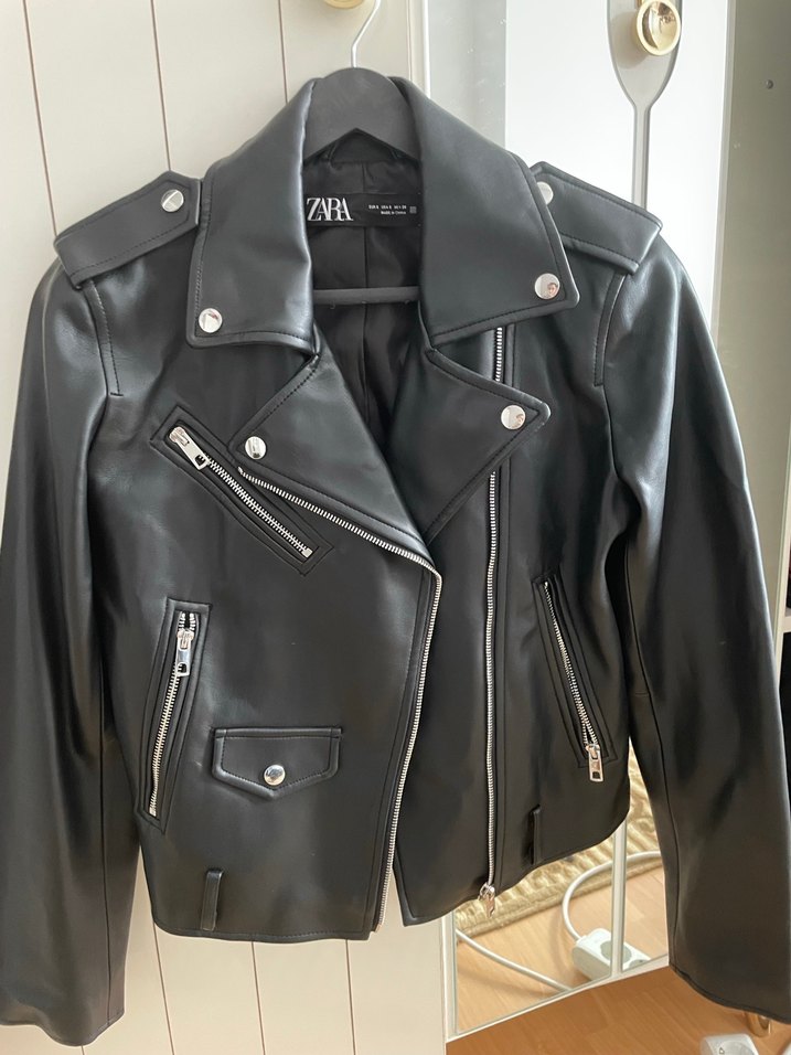 Zara Siyah Deri Biker Mont - Görsel 2