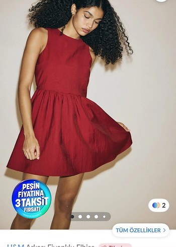 Kadın Kırmızı  Mini Elbise - Görsel 2