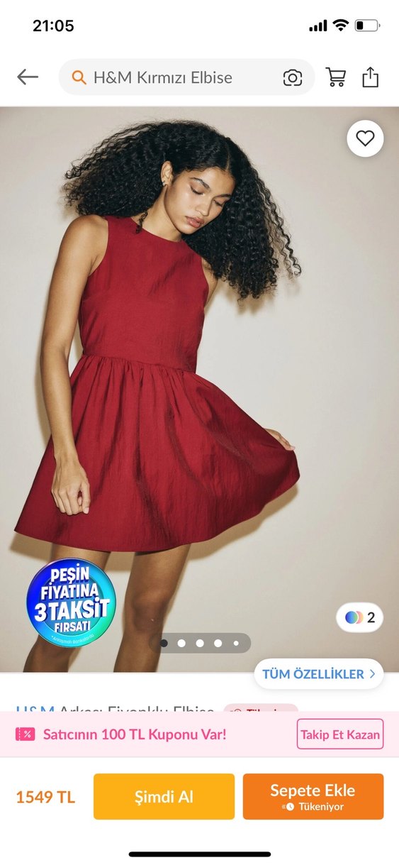 Kadın Kırmızı  Mini Elbise - Görsel 2