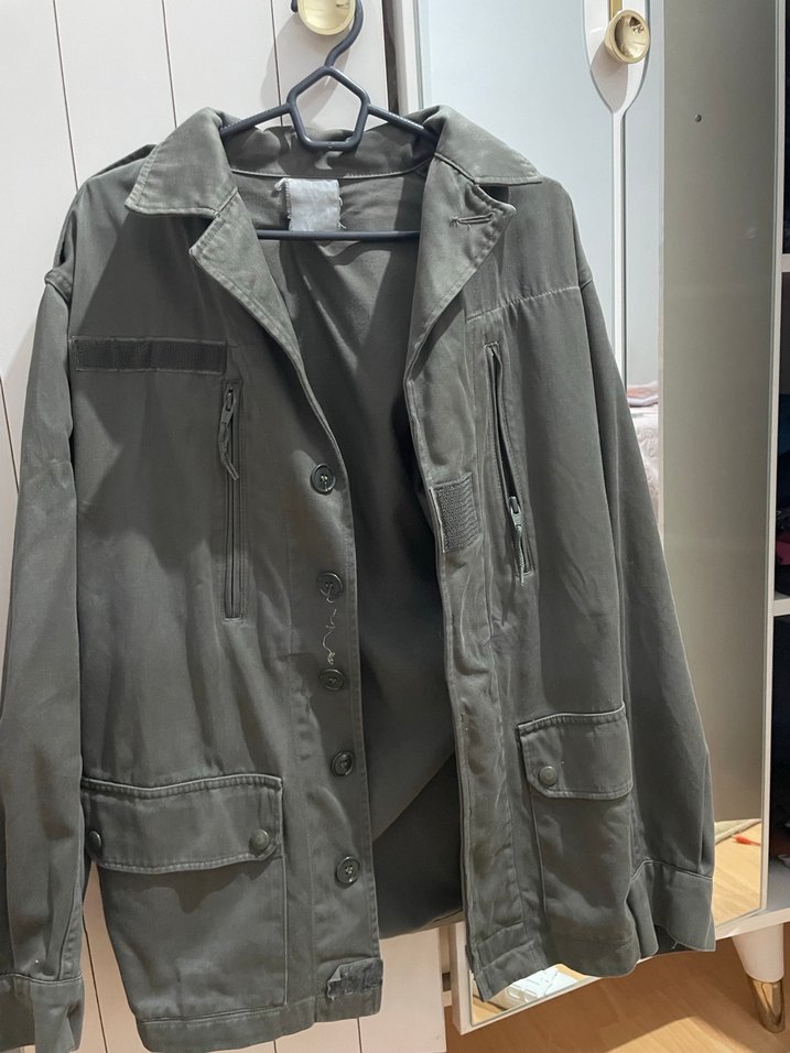 Gri Düğmeli Kadın Midi Ceket - Görsel 5