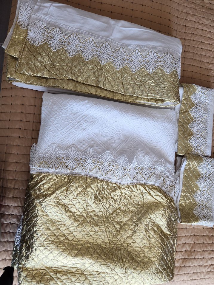 Nakışlı Beyaz Parlak pike takimi - Görsel 5