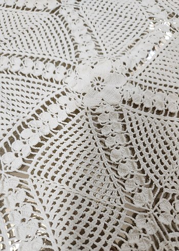 Vintage El Örgüsü altıgen Dantel Masa Örtüsü - Görsel 2