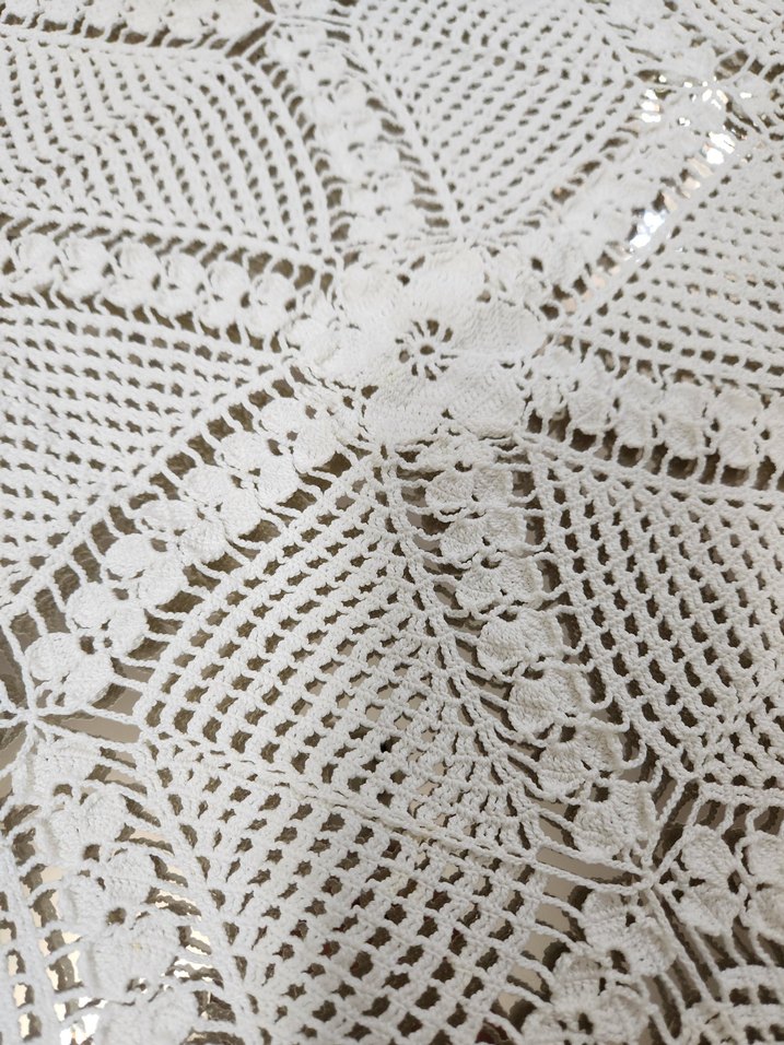 Vintage El Örgüsü altıgen Dantel Masa Örtüsü - Görsel 2