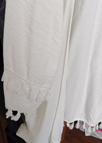 Beyaz Bohem kimono plaj - Görsel 2