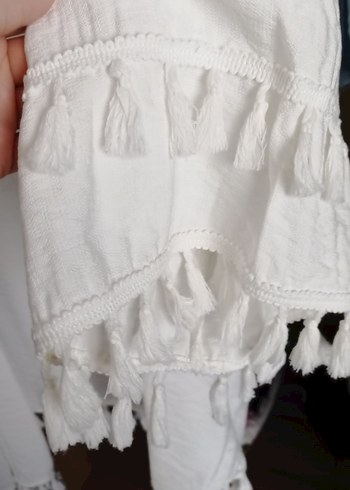 Beyaz Bohem kimono plaj - Görsel 6